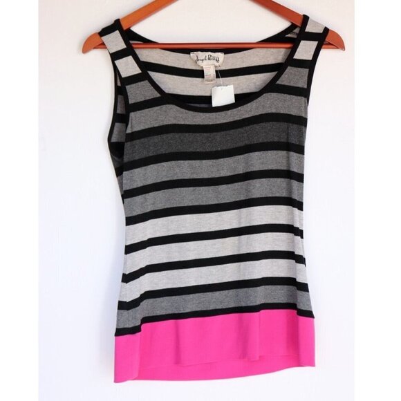 Joseph Ribkoff Women's Size 6 S Gray Pink Black Twin Set Striped Jacket & Cami - Picture 3 of 5
